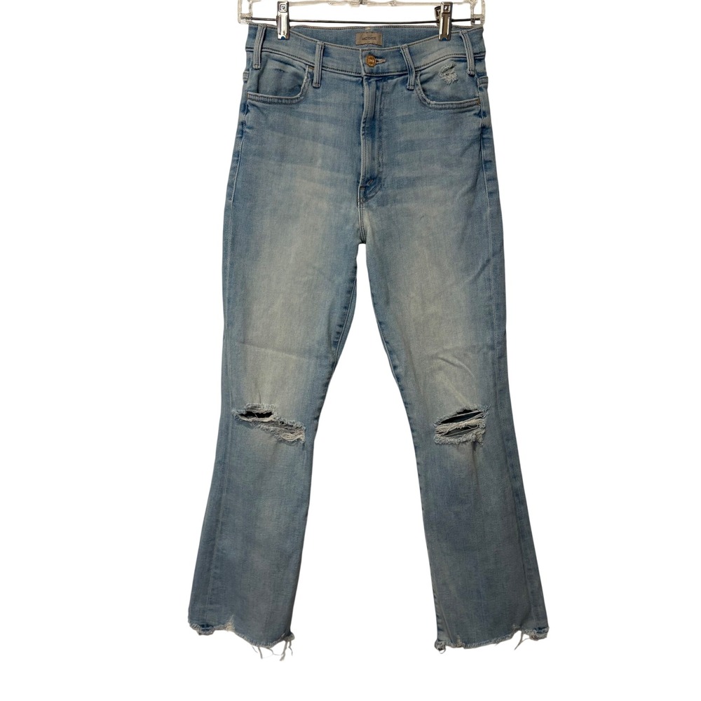 Mother The Hustler Ankle Chew Women 28 Light Wash Distressed High Rise Jeans